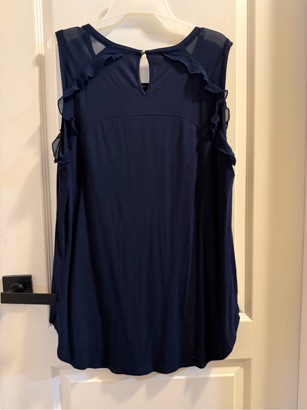 Dynamite Navy Blue Ruffle Sleeveless Top - Picture 3 of 4